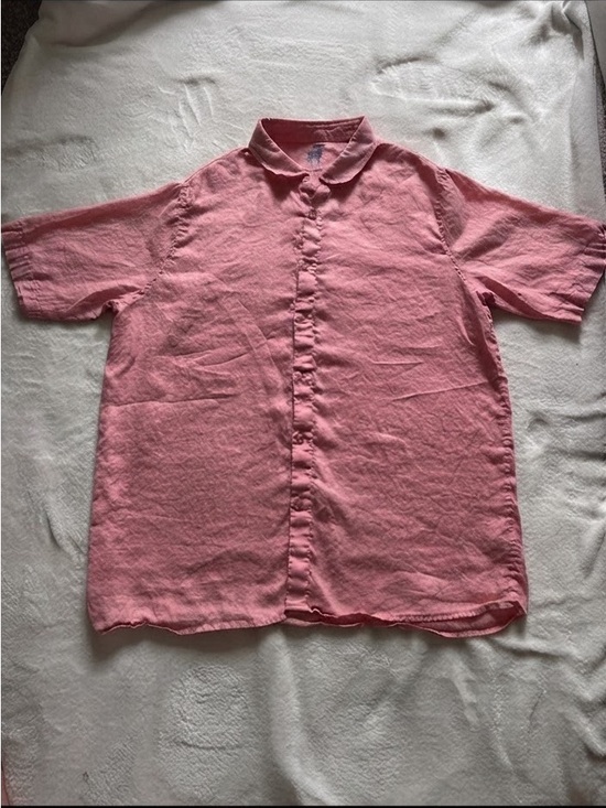 Raffi Other - Raffi Men’s 100% Linen Short-Sleeve Button-Down Shirt in Salmon Size Large